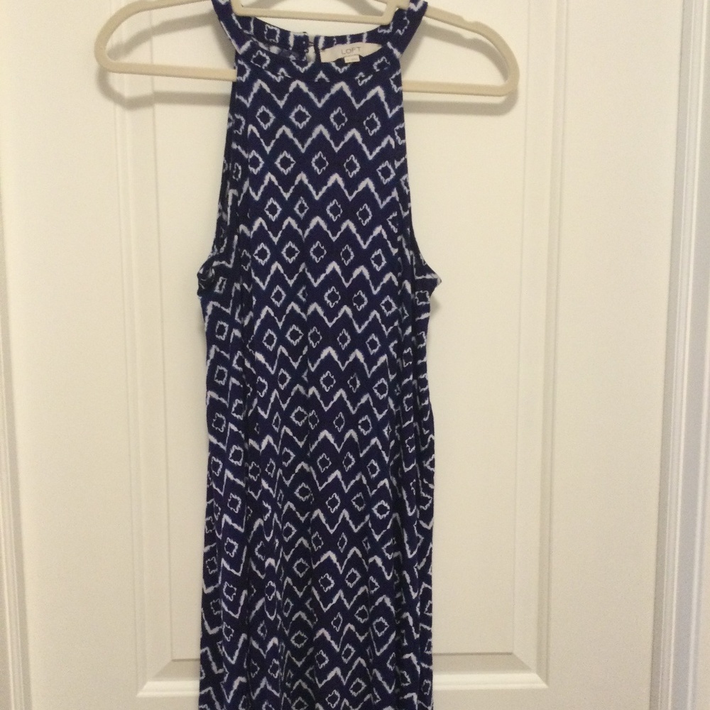 Loft Blue and White Halter Dress - Size M.